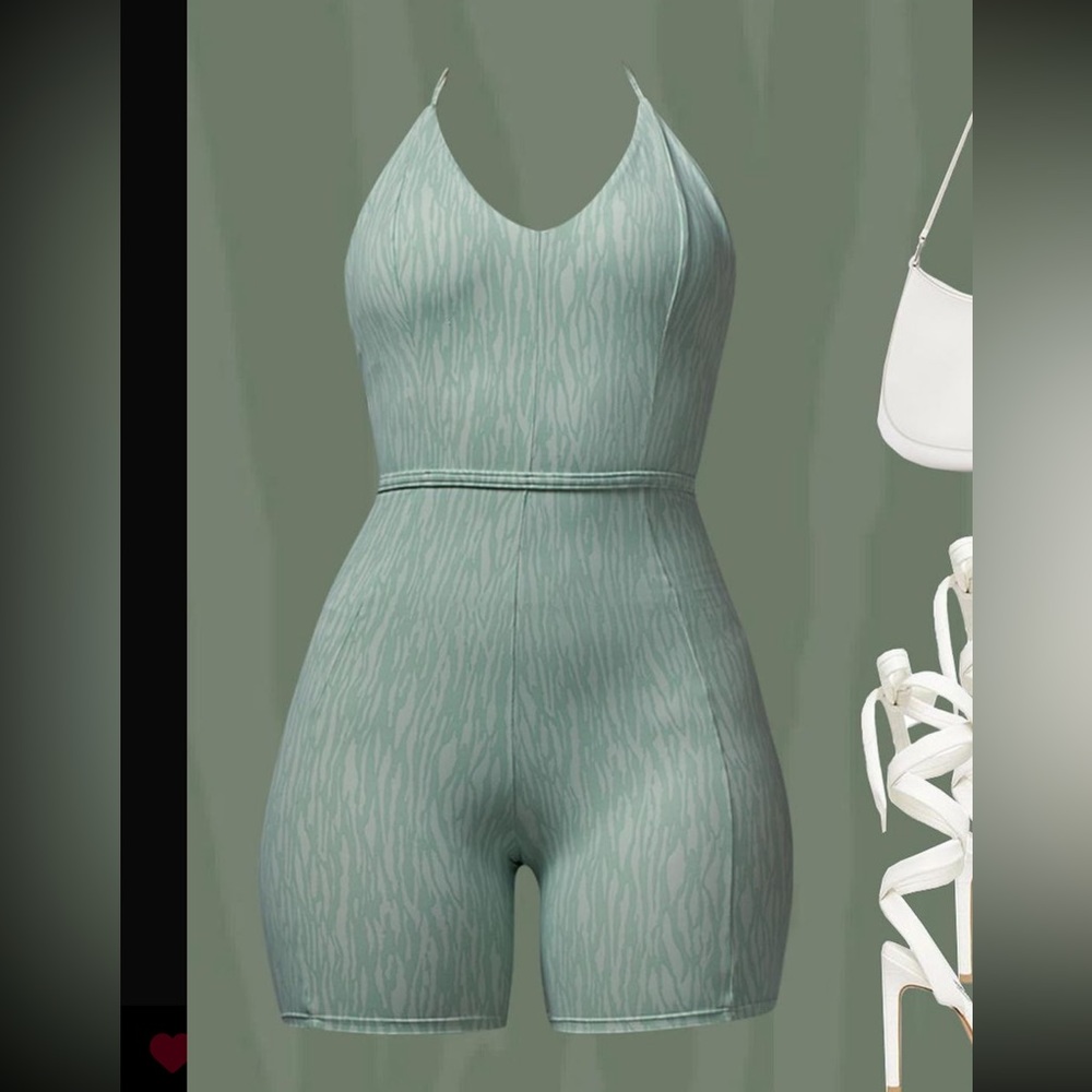 Lici Fit Mint Zebra Biker Scrunch Jumpsuit